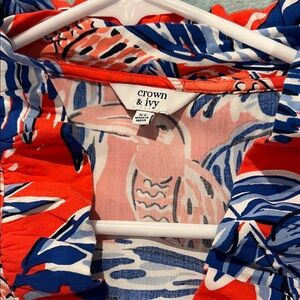 crown & ivy Red and Blue Blouse